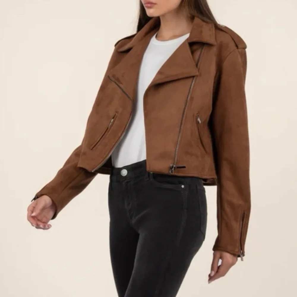 KUT from the Kloth Moto Biker Jacket Womens Medium Faux Suede Asymmetrical Zip